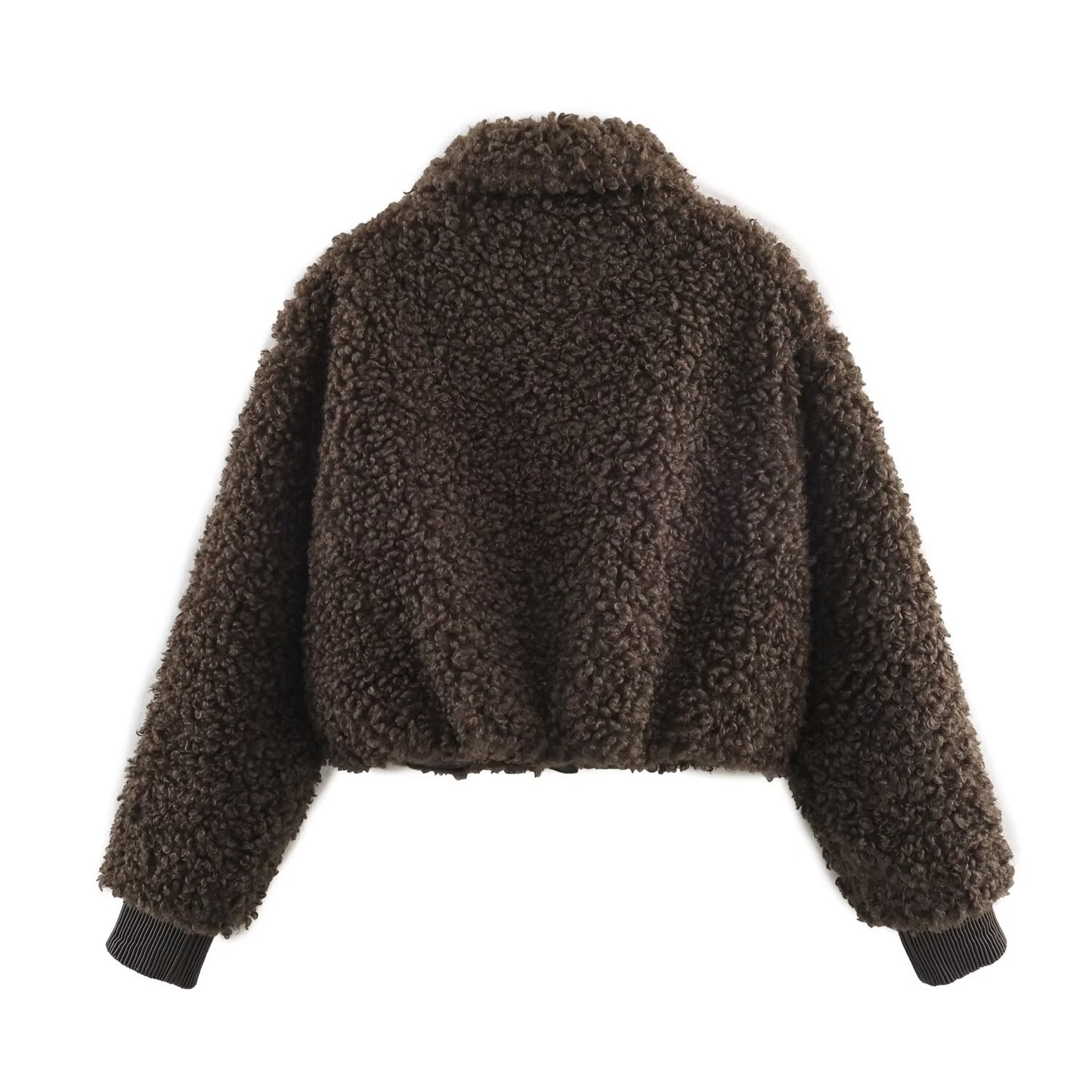 Women's short Lapel thick fleece jacket Coat