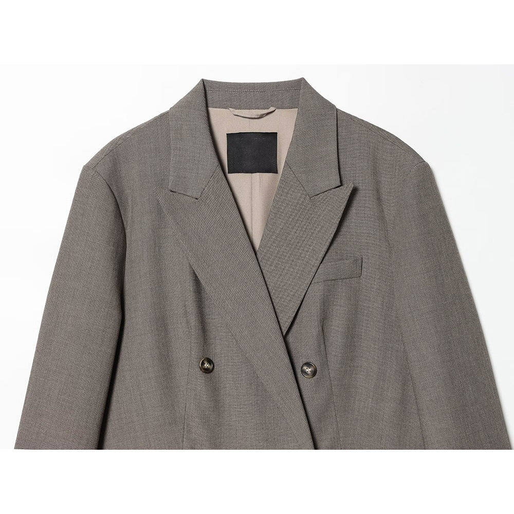 Women's loose double breasted lapel Blazer Coat +Pants