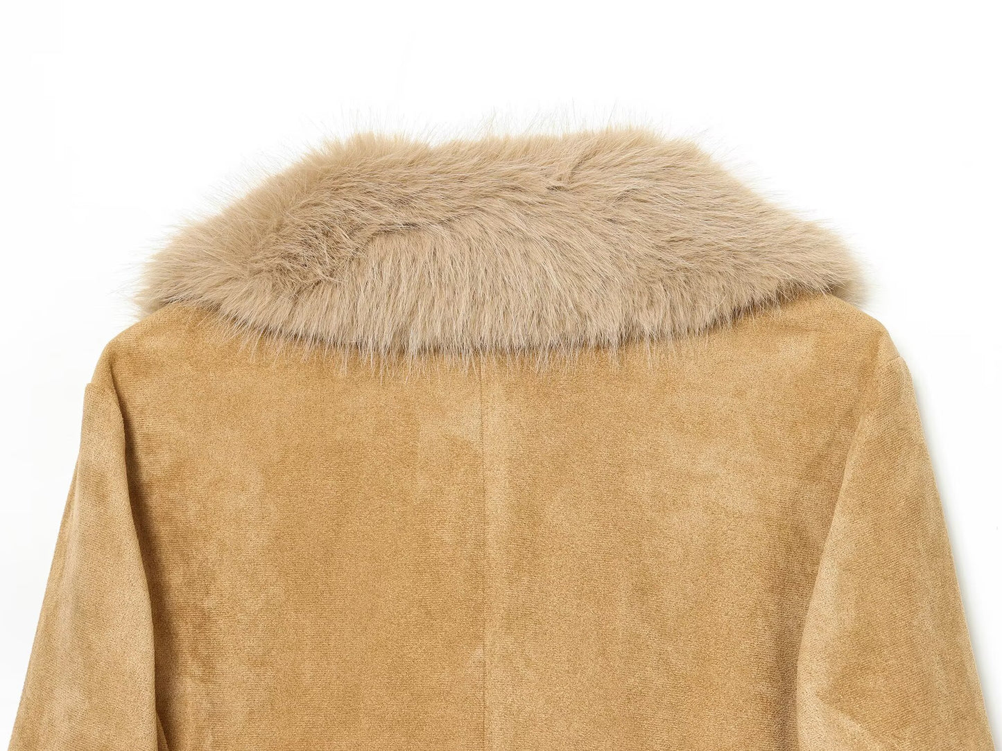 Women's suede Fur Faux Leather effect Blazer Coat