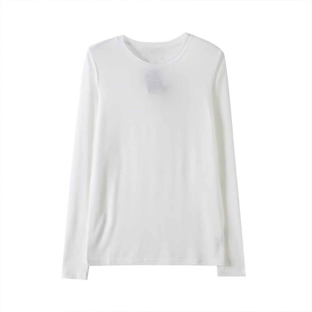 Women's New Fashion Long Sleeve Cotton Micro Transparent T-shirt Top