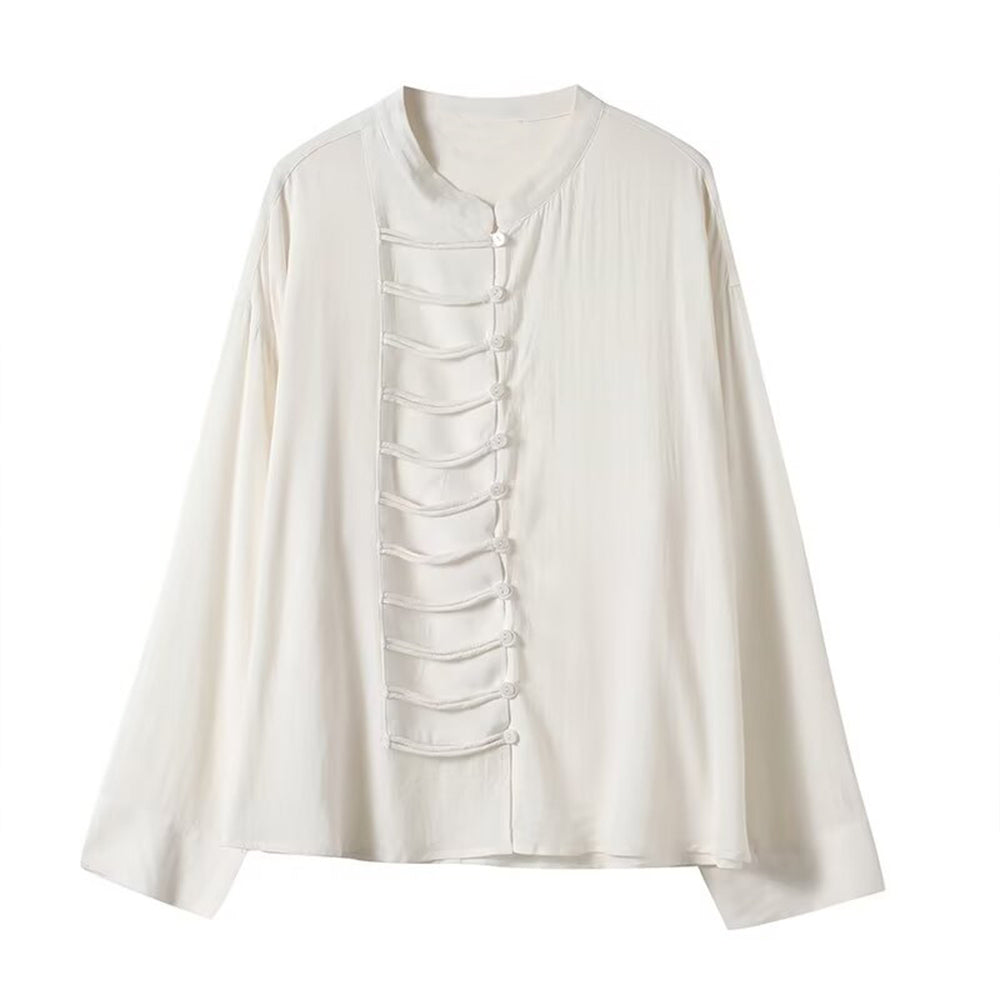 Women's New Chinese Style O Neck Long-Sleeved Shirt