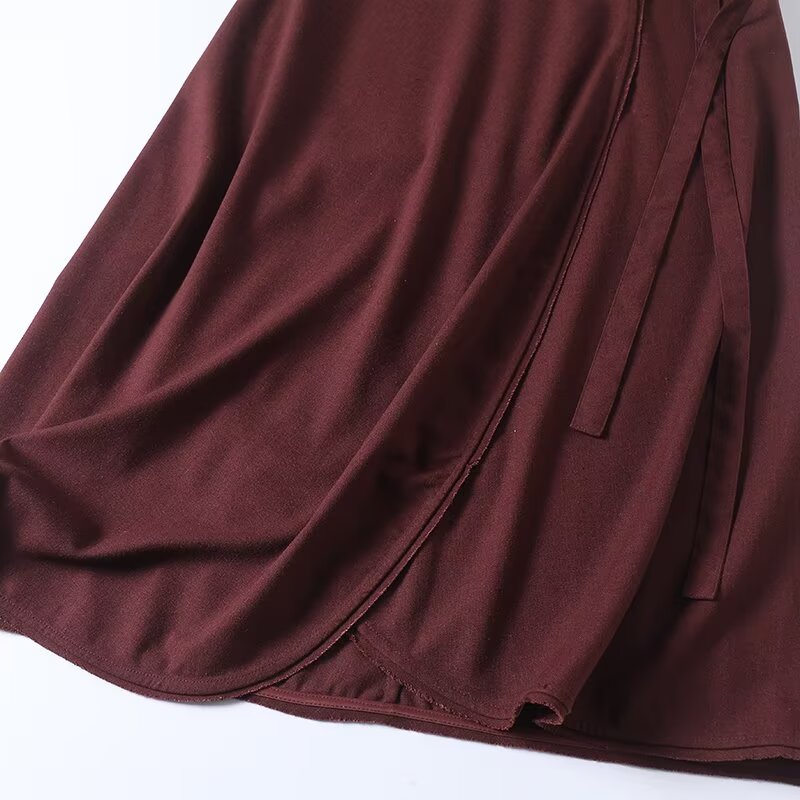 Women's New Fashion ribbon Buckle Details sarong MIDI skirt