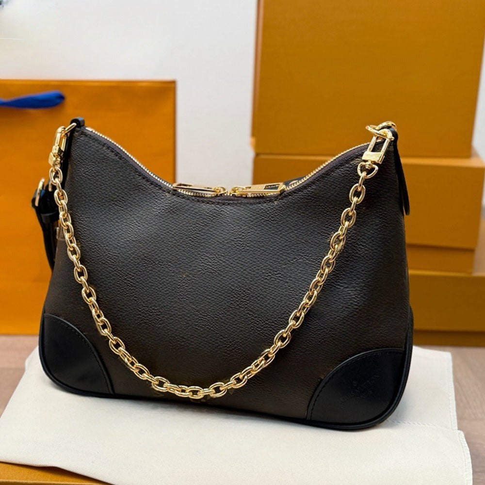Women's new metal chain underarm shoulder bag with box