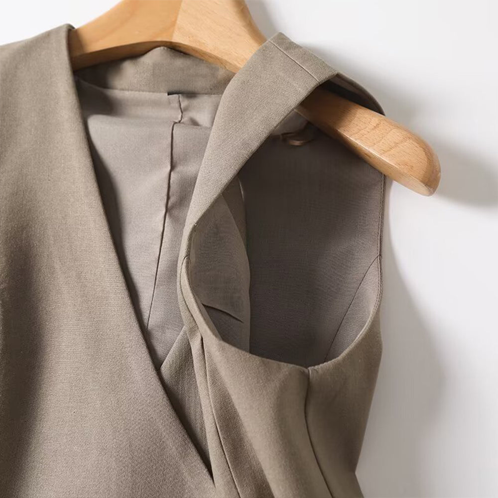 Women's new fashion short cross V-neck suit vest+Pants suit