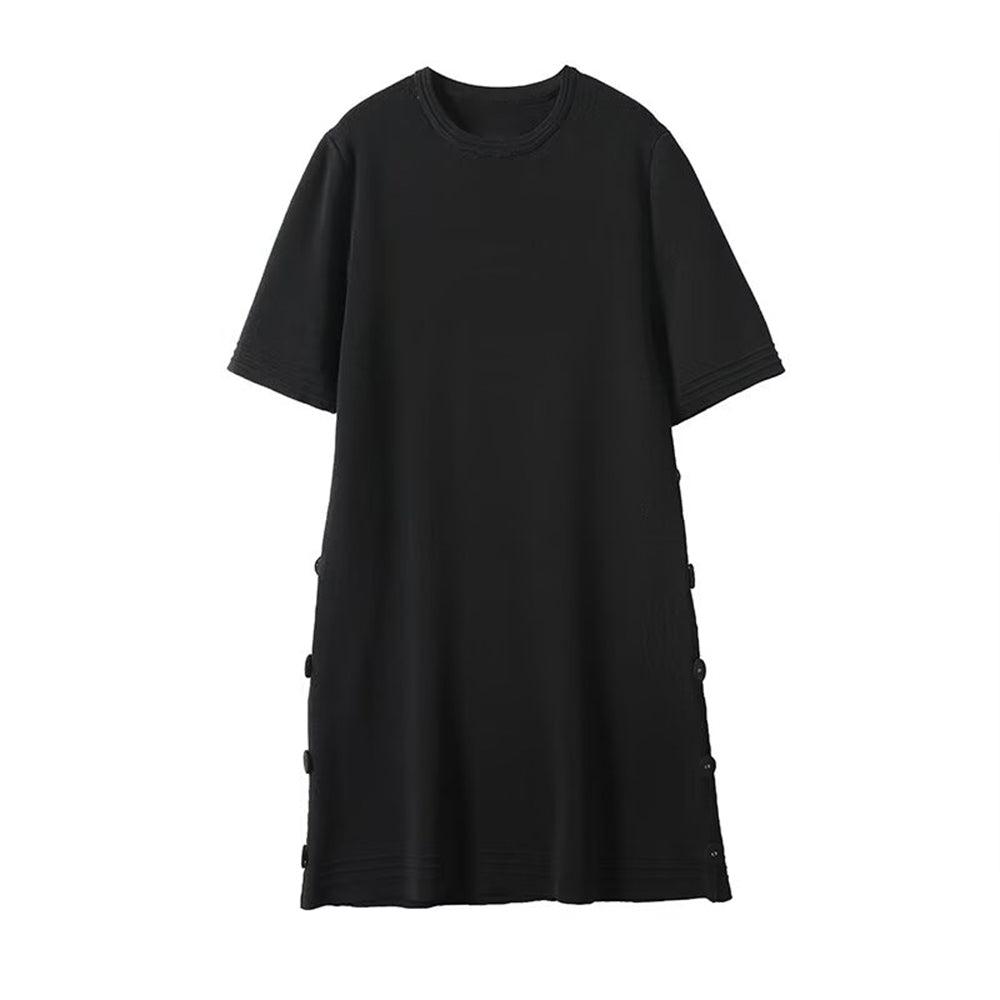 Women's 2025 Fashion O Neck Short Sleeve Knitted Mini Dress