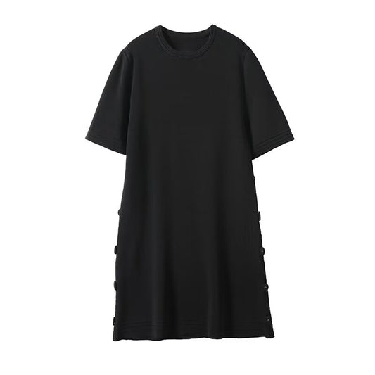 Women's 2025 Fashion O Neck Short Sleeve Knitted Mini Dress