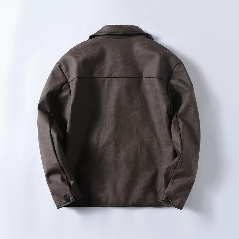 Men's New Fashion Casual Joker Jacket Lapel Washing Effect Front Breasted Closed Short Jacket Loose Coat.