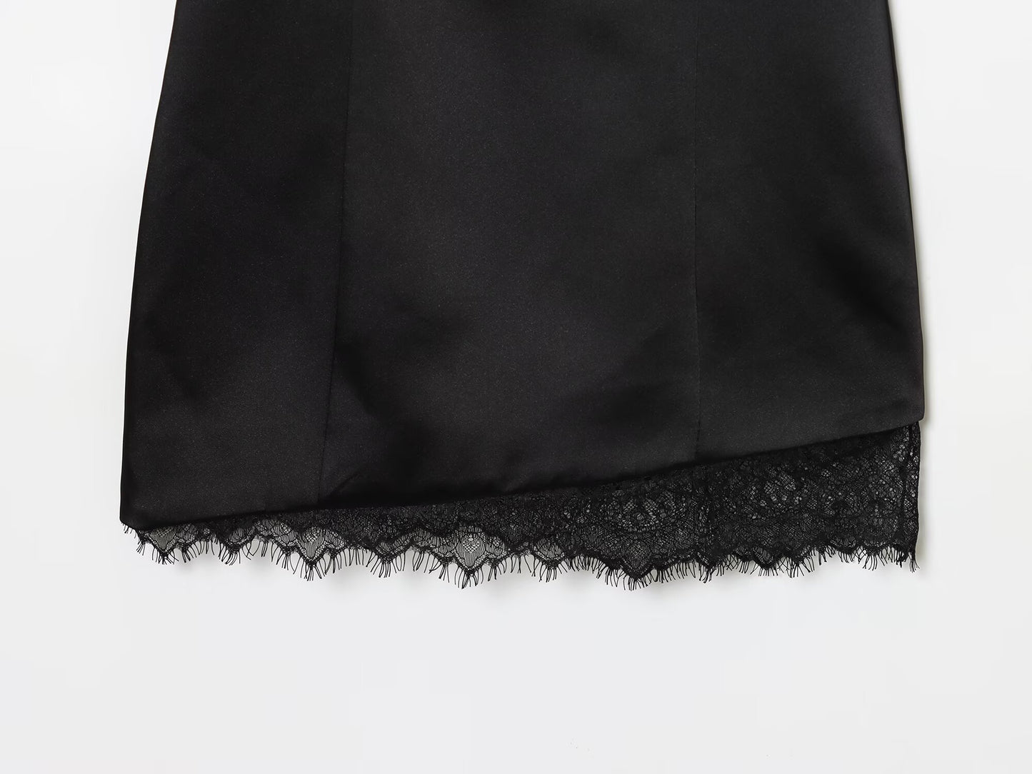 Women's new satin texture sexy lace suspender mini dress