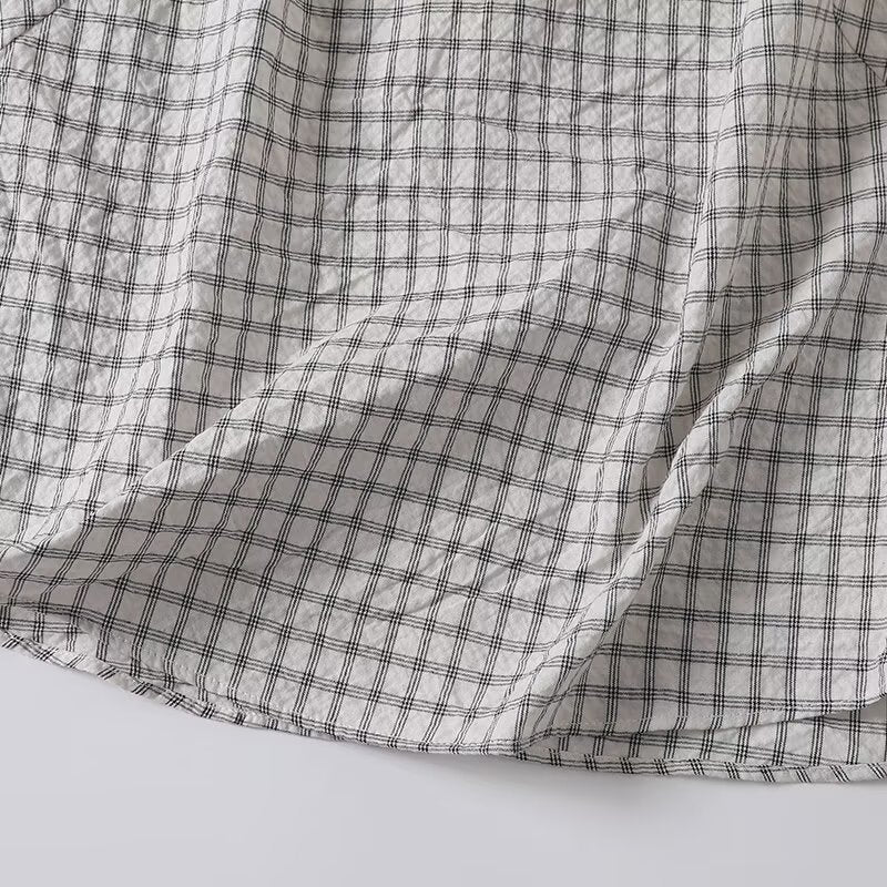 Women's 2025 new fashion draped collar plaid sleeveless shirt