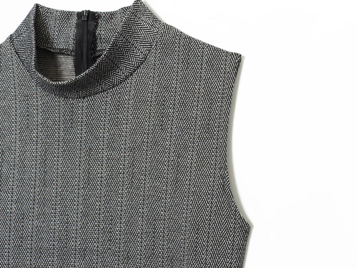 Women's New Fashion With Belt Sleeveless Twill Midi Dress