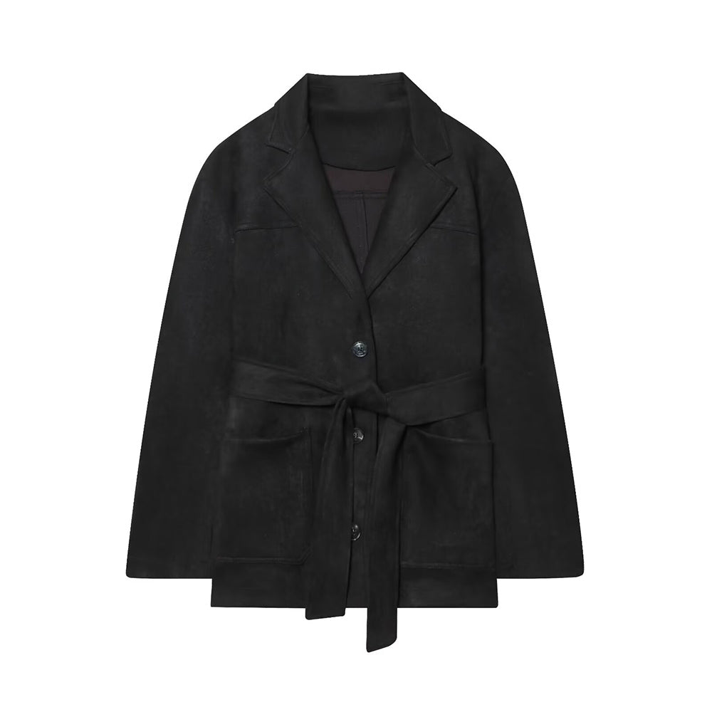 Women's new fashion with Belt loose Anti suede effect jacket Coat