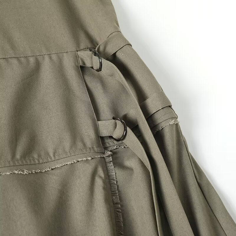Women's new fashion ribbon decoration sleeveless linen blended MIDI dress