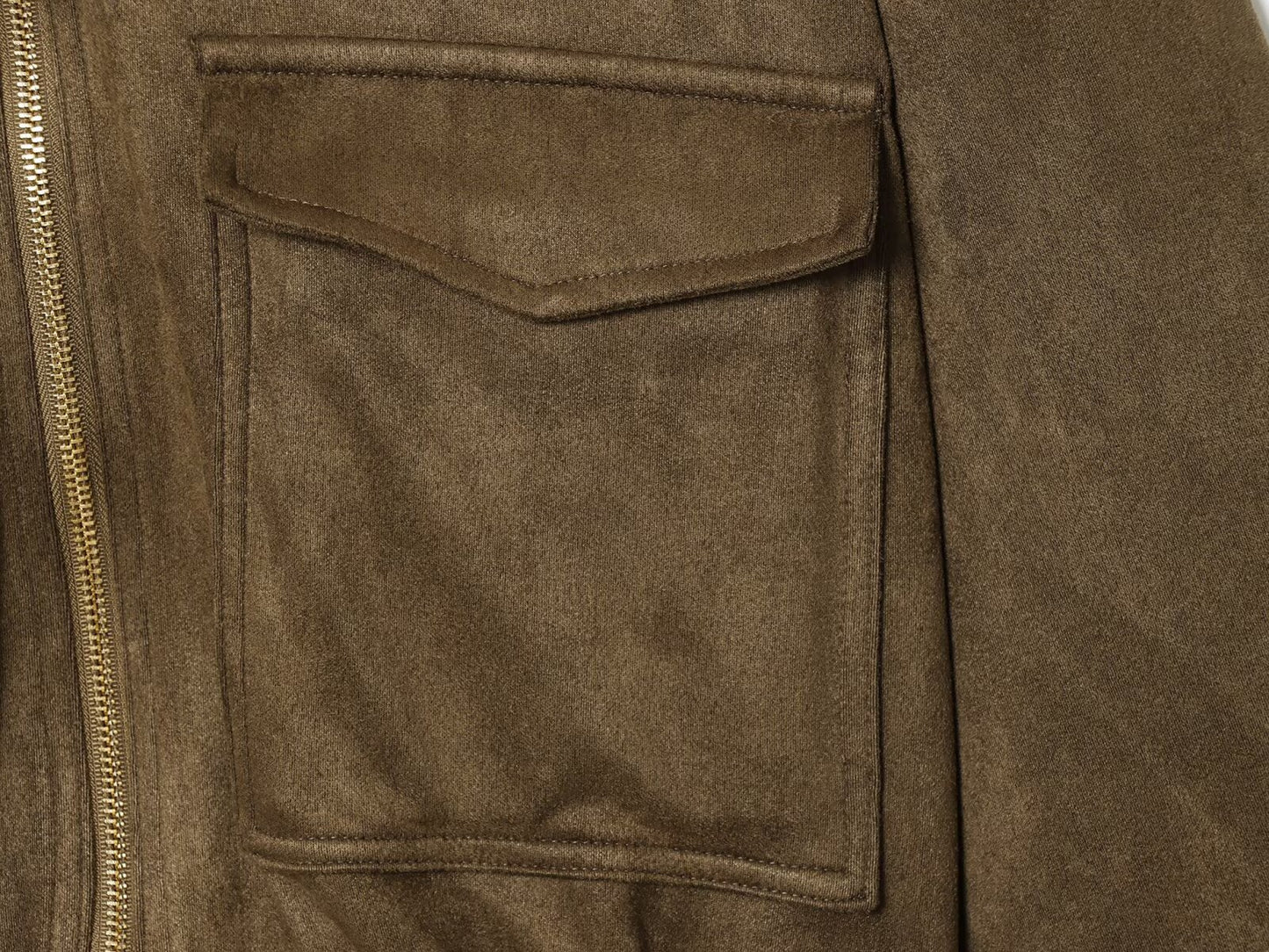 Women's new fashion suede texture effect lapel jacket Coat