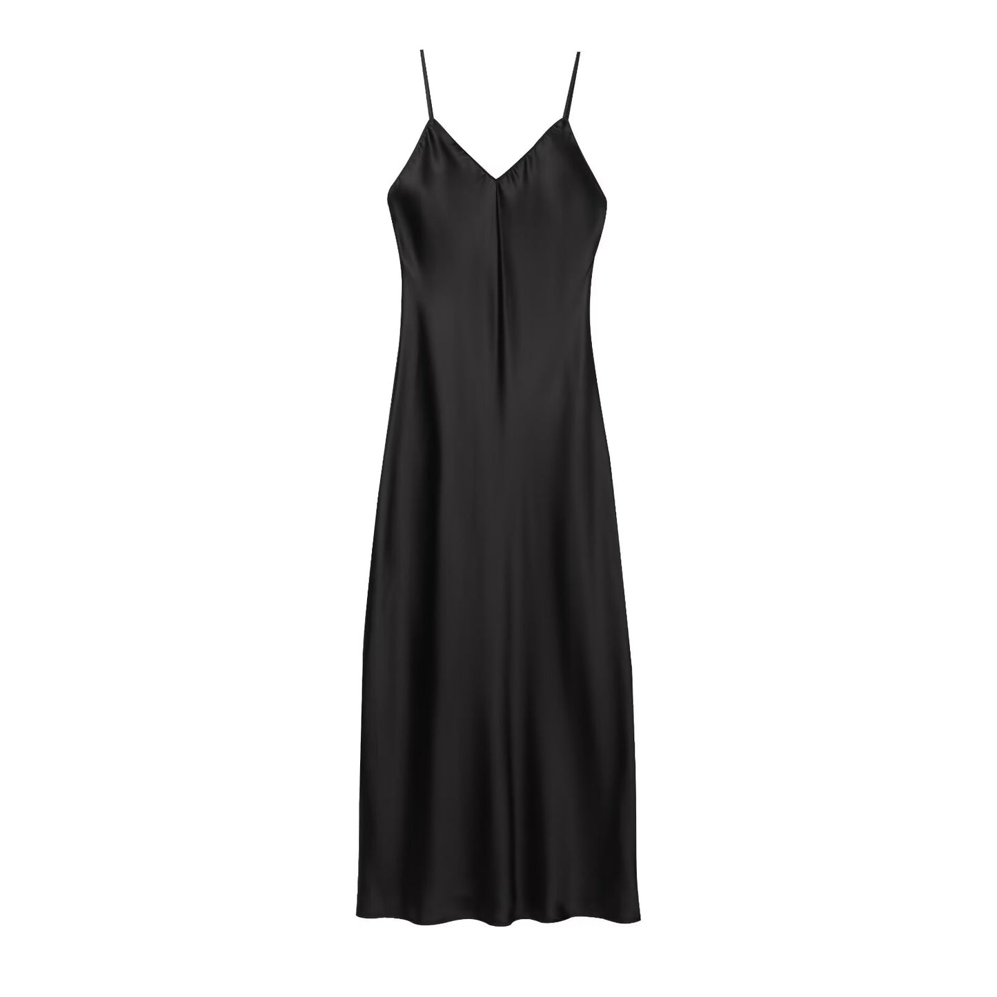 Women's Summer Fashion Underwear Style Satin Texture Midi Dress