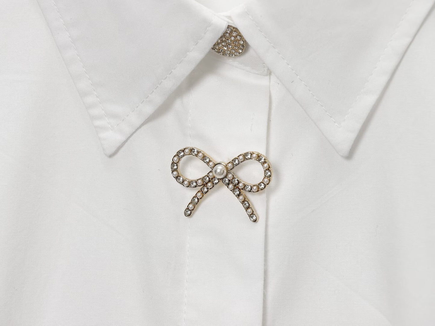 Women's jewelry button decoration poplin shirt