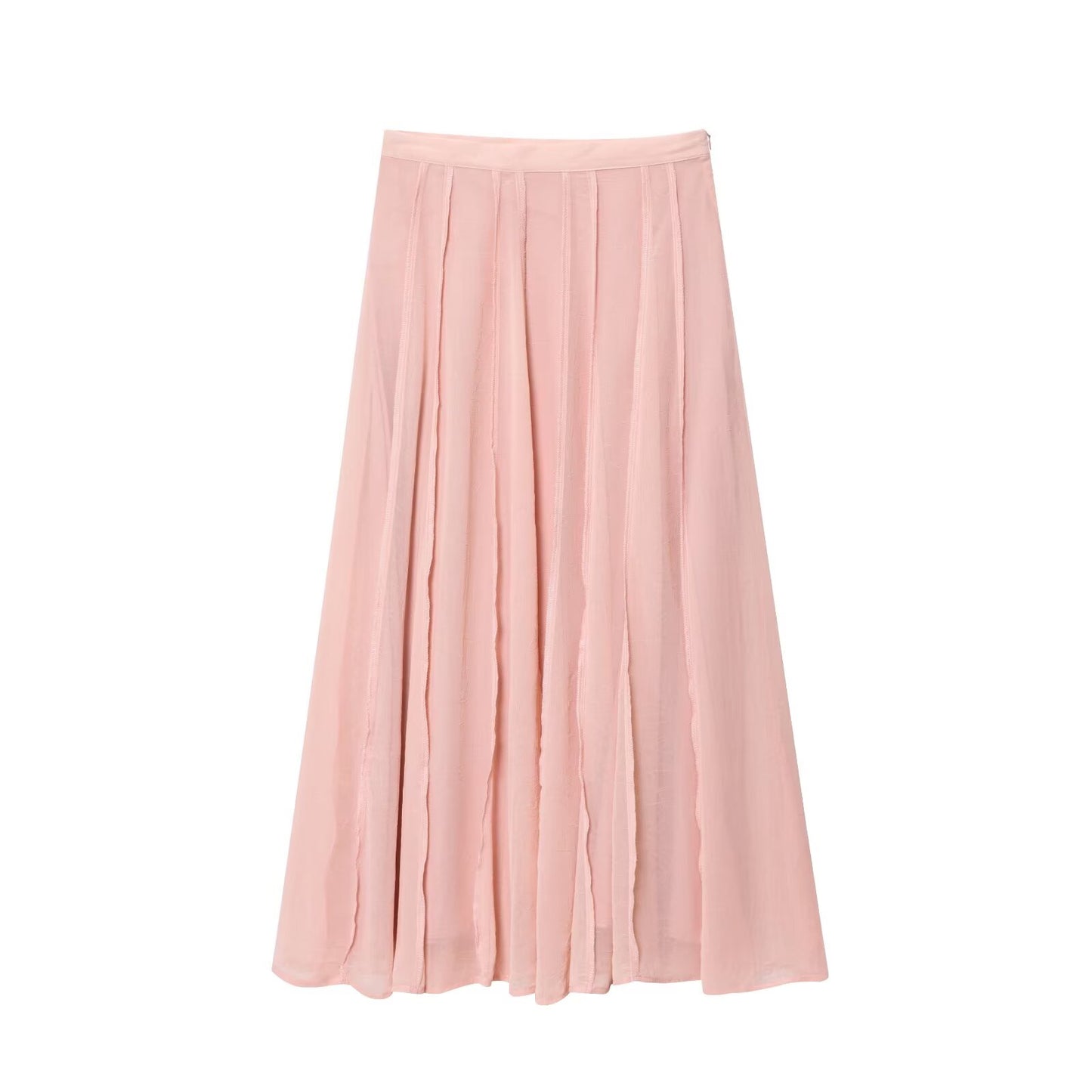 Women's chic fashion line decoration semi transparent MIDI skirt