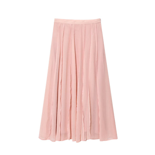 Women's chic fashion line decoration semi transparent MIDI skirt
