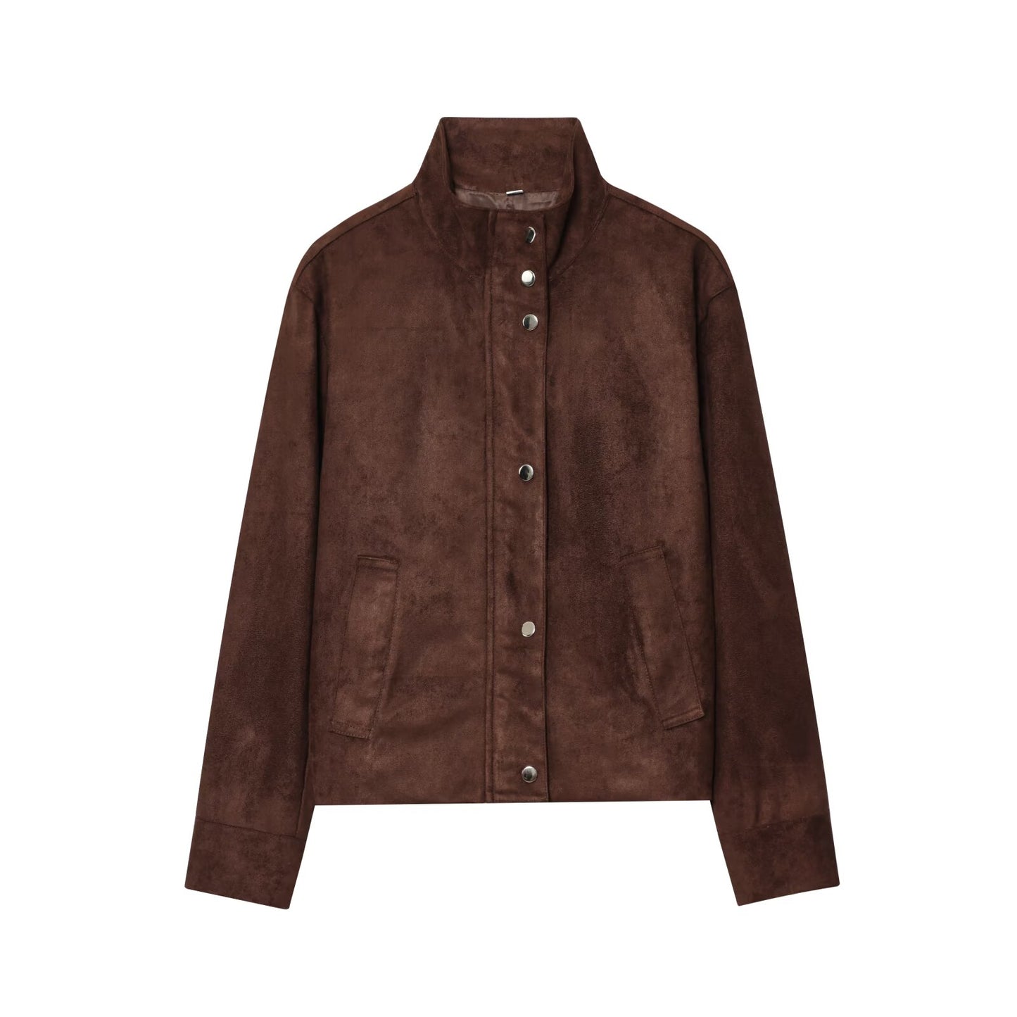 Women's new fashion anti suede effect stand collar jacket Coat