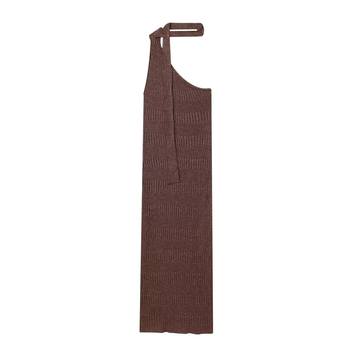 Women's New Fashion Scarf Decoration Asymmetric Knitted Midi Dress