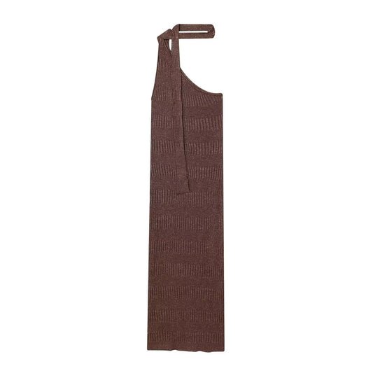 Women's New Fashion Scarf Decoration Asymmetric Knitted Midi Dress