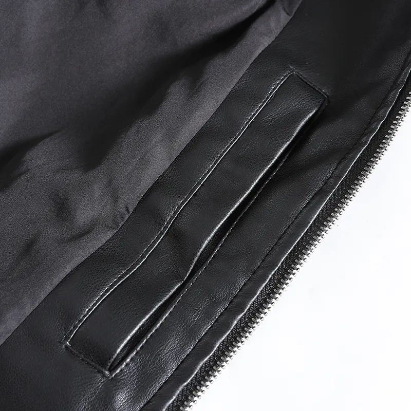 Men's New Fashion Joker Casual Zipper Vertical Collar Pu Leather Baseball Collar Short Casual Coat Leather Men's Coat