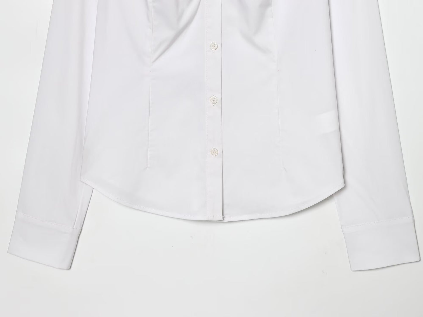 Women's pleated decoration slim lapel shirt