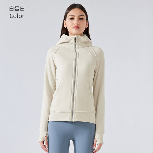 Women's new padded warm hooded coat outdoor fitness sweater yoga jacket