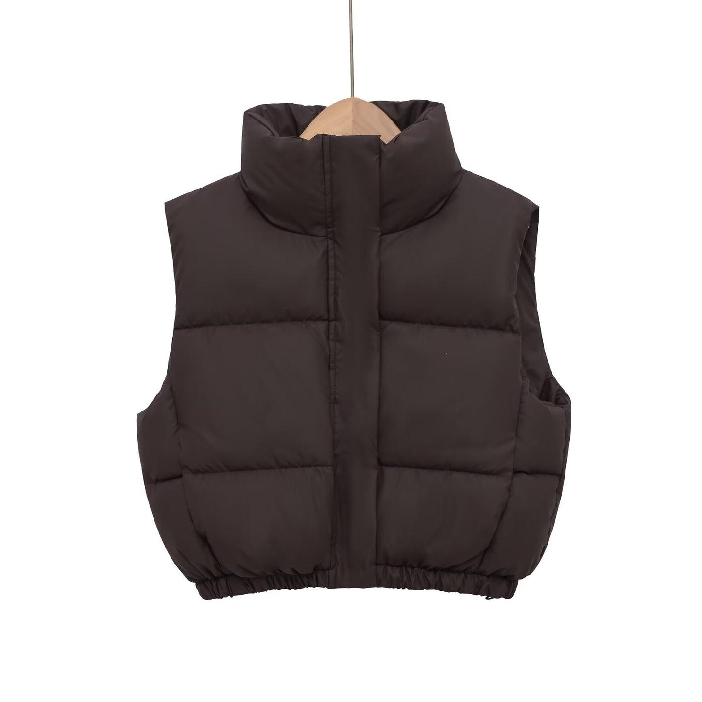 Women's short standing collar sleeveless cotton vest