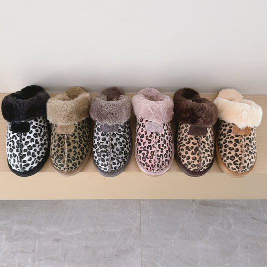 New leopard print slippers snow boots have a shoe box