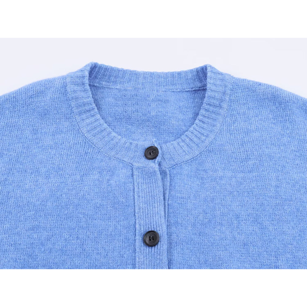 Women's soft textured O Neck knitted Coat