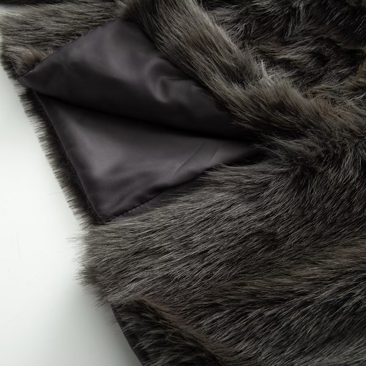 Women's short faux fur effect stand collar Coat