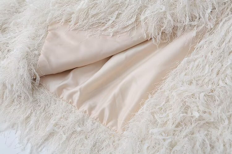 Women's metal Edge decorative short O Neck Coat