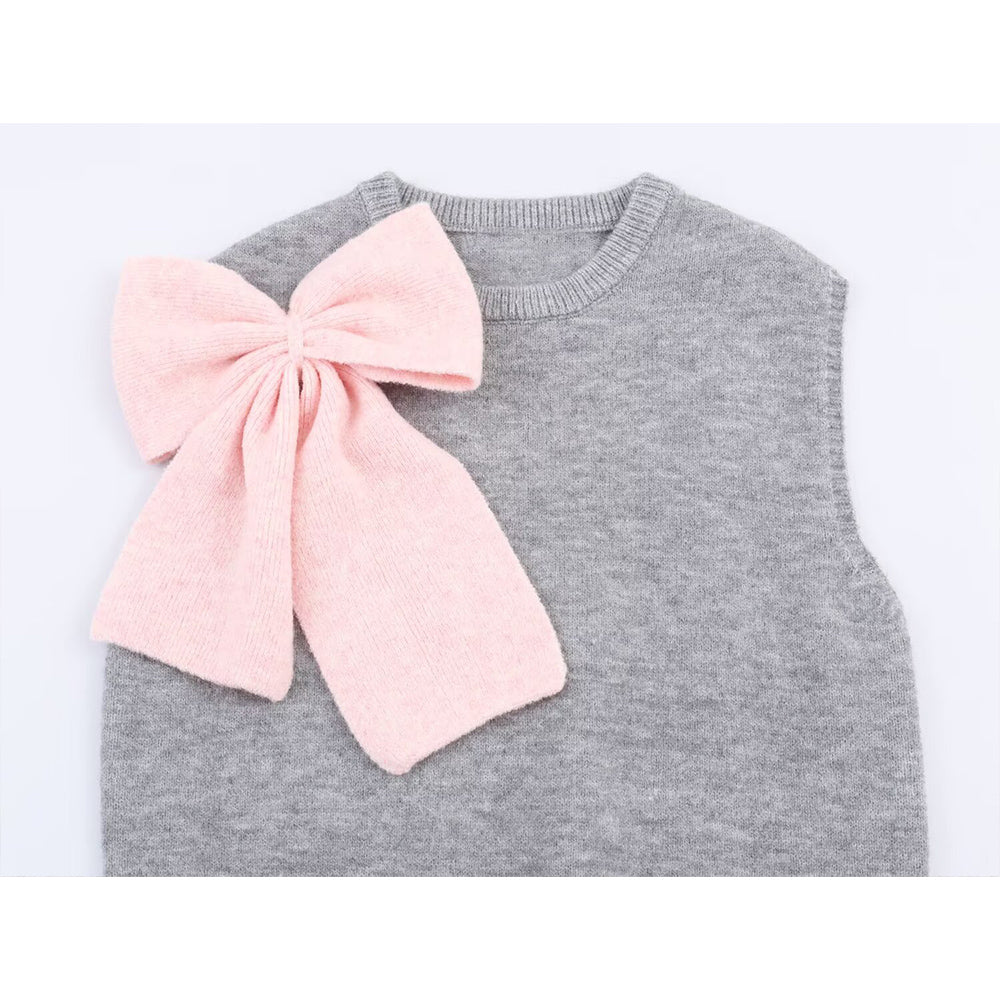 Women's new fashion bow decoration knitted vest style top