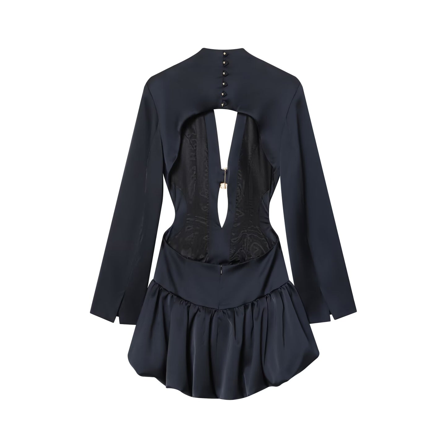 Women's backless design balloon version mini dress