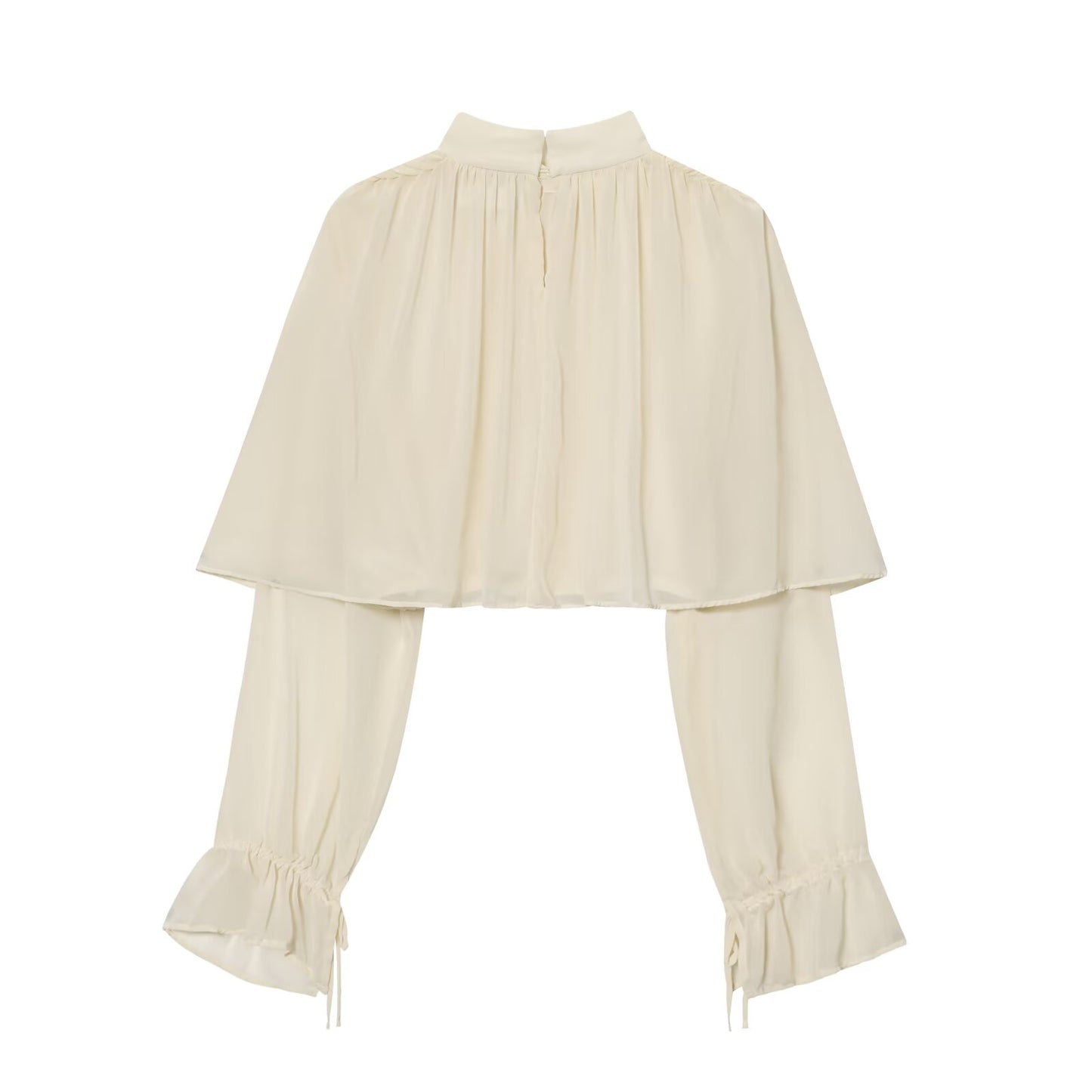 Women's new short layered decorative long sleeved top