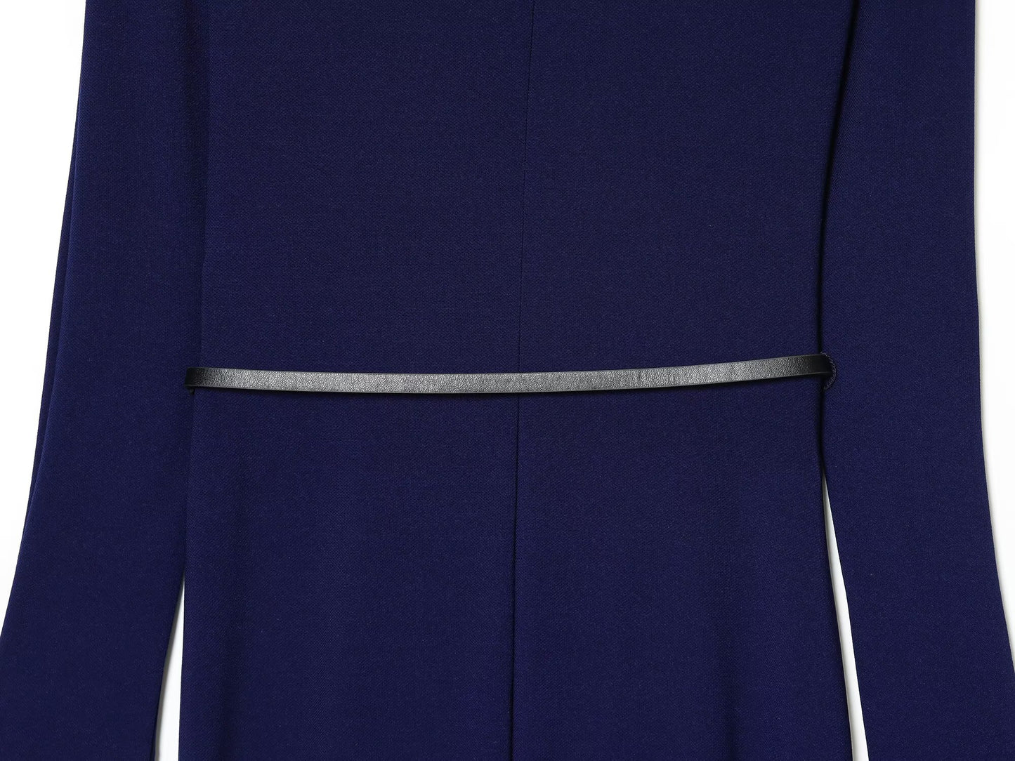 Women's New Fashion With Belt Long Sleeve Pleated Midi dress