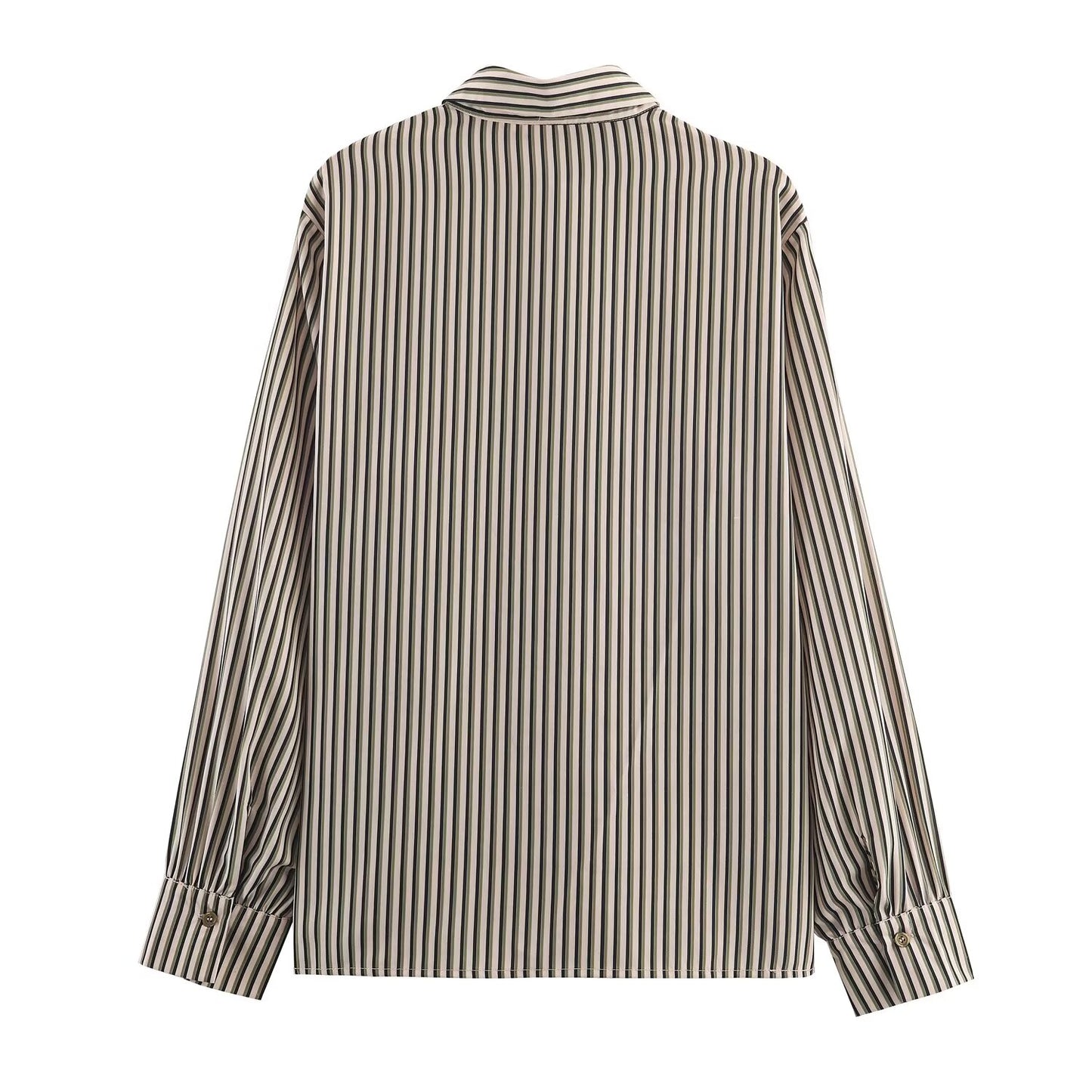 Women's new fashion loose Lapel striped button up shirt