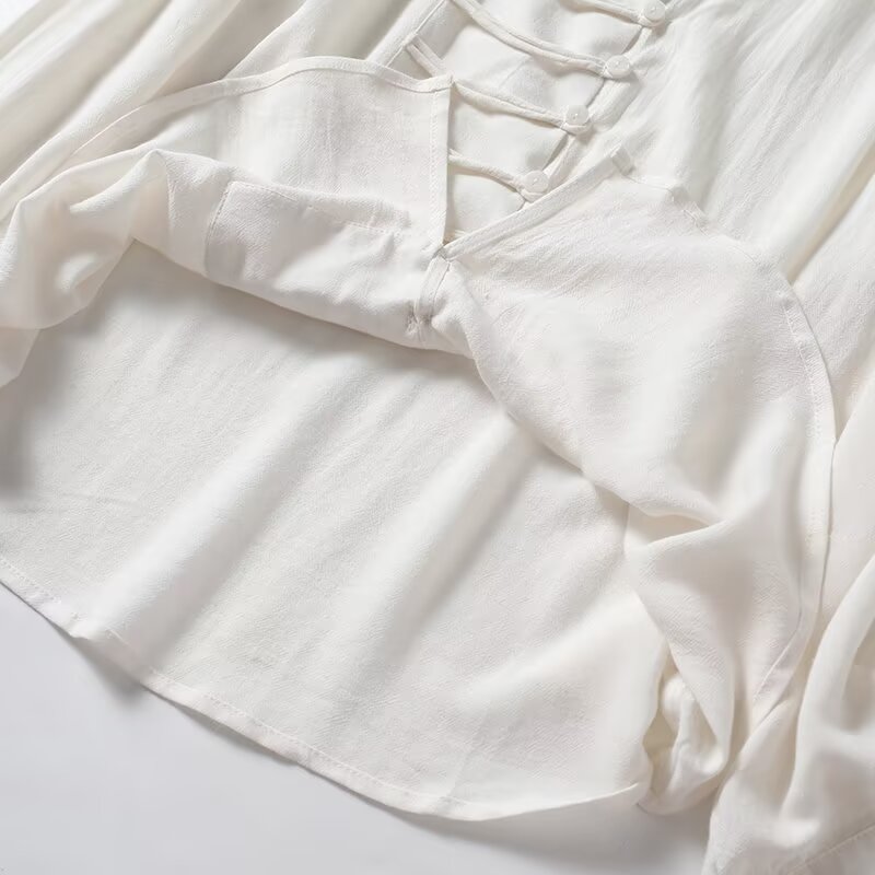 Women's New Chinese Style O Neck Long-Sleeved Shirt