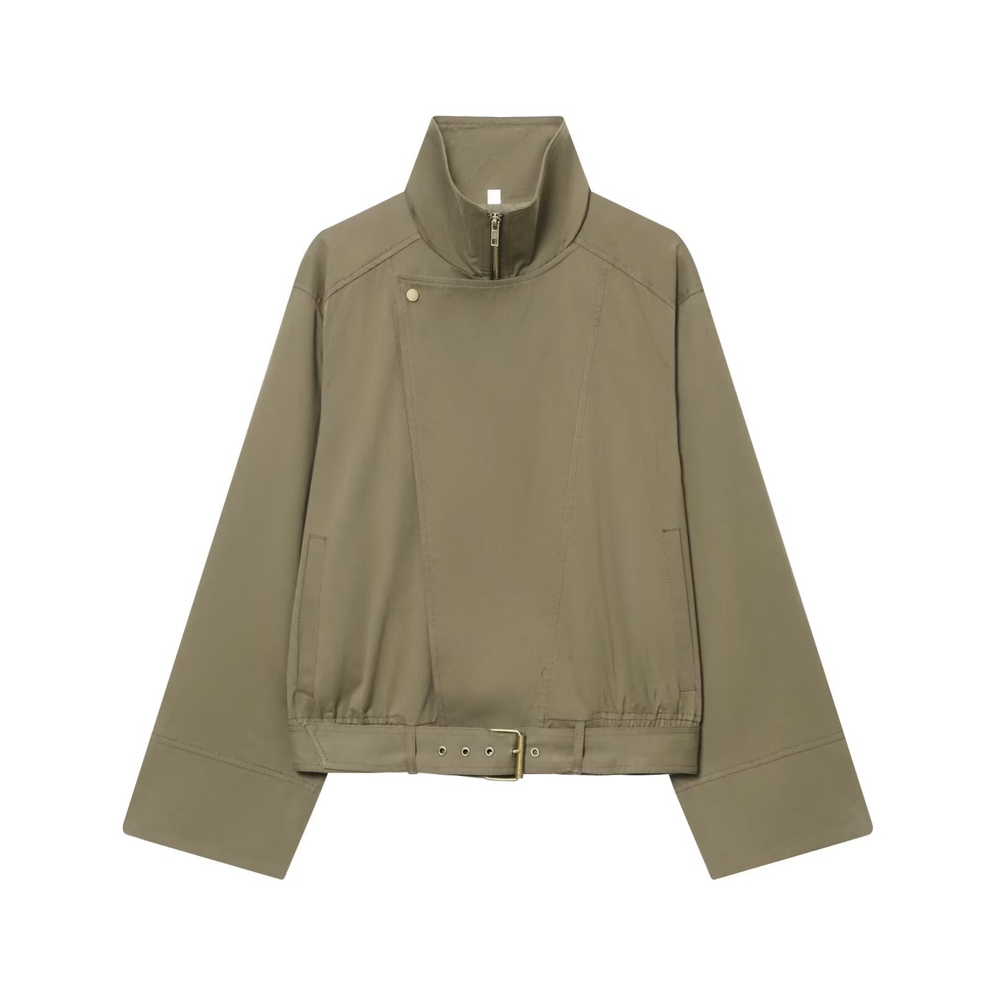 Women's with Belt casual stand collar Windbreaker coat