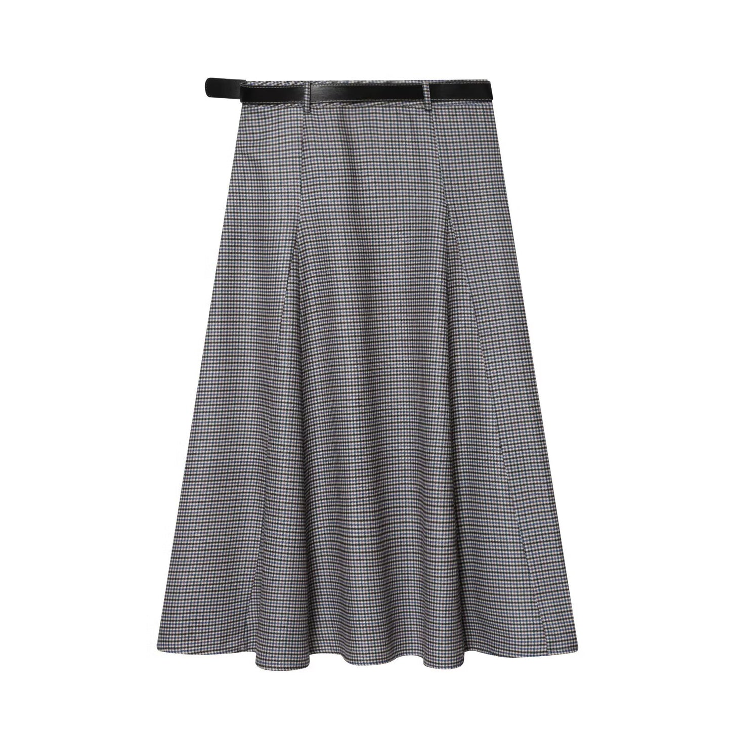 Women's With Belt Casual Plaid Midi Skirt