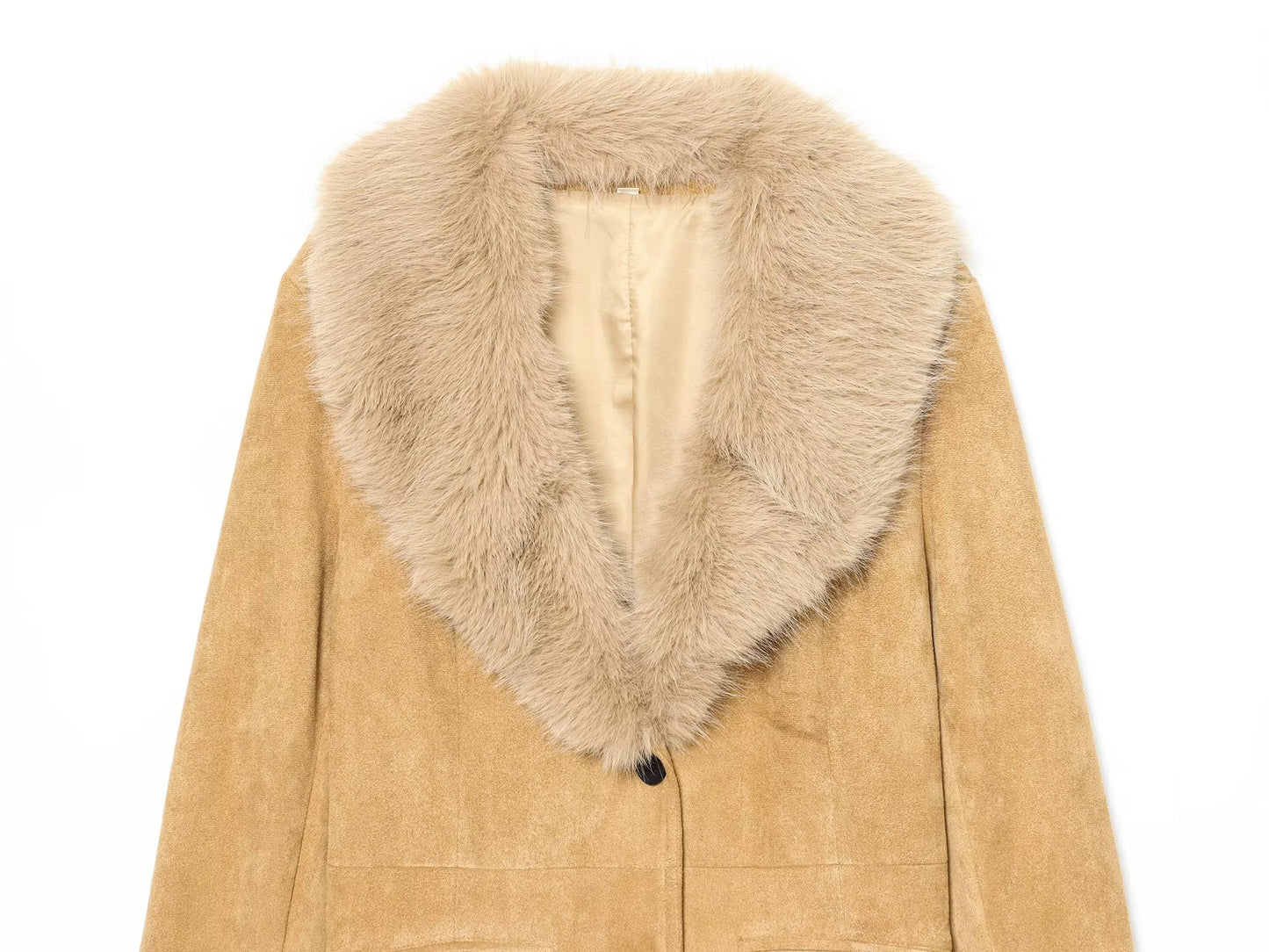 Women's suede Fur Faux Leather effect Blazer Coat