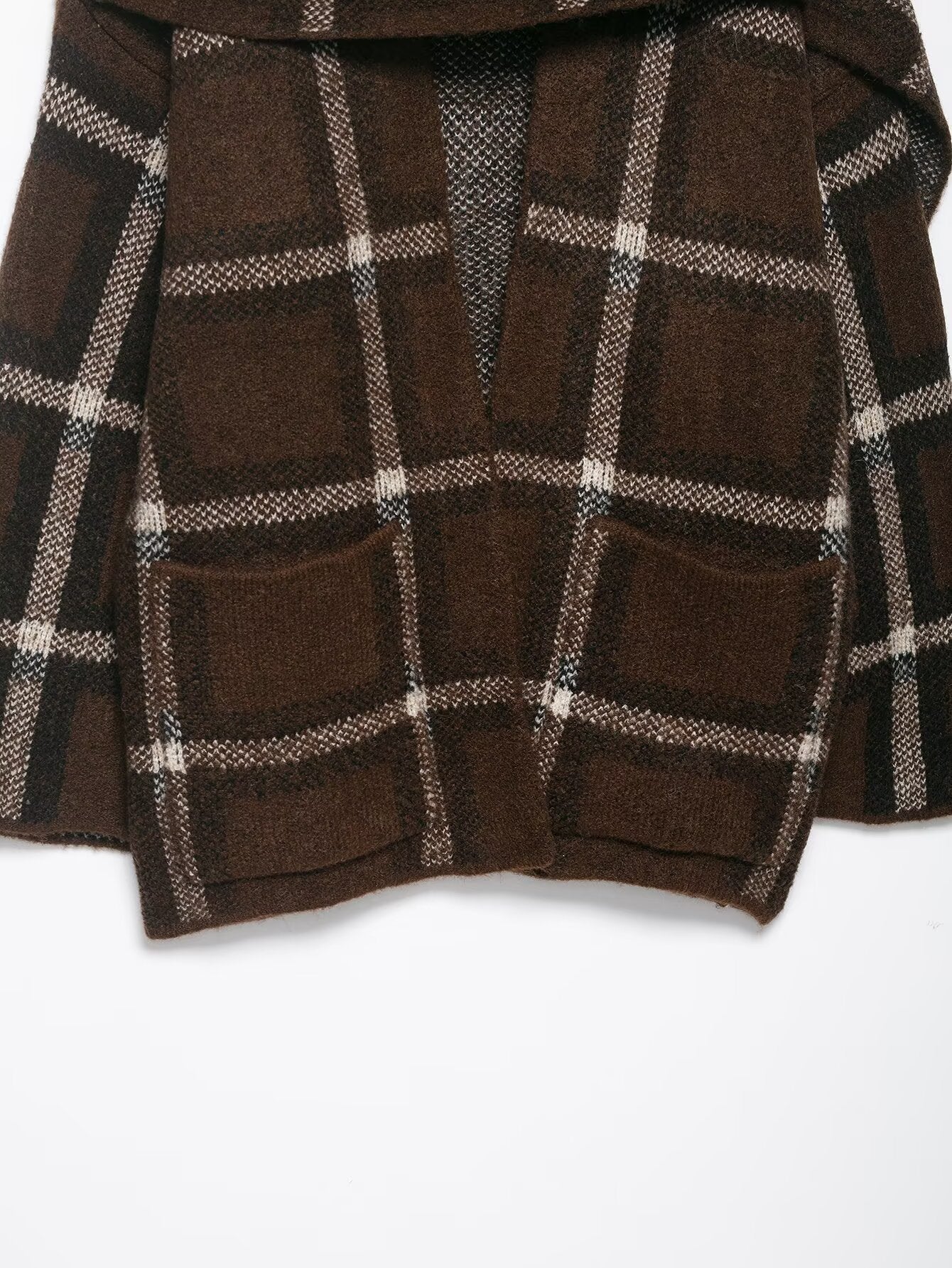 Women's new scarf decoration loose warm plaid knitted Coat