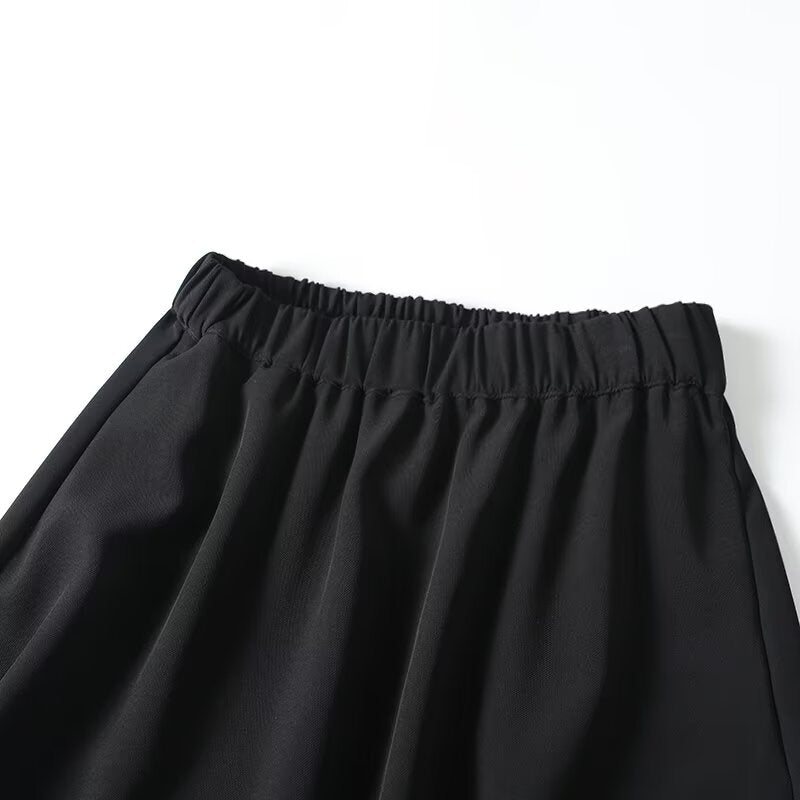 Women's new fashion black elastic waist trumpet Midi skirt