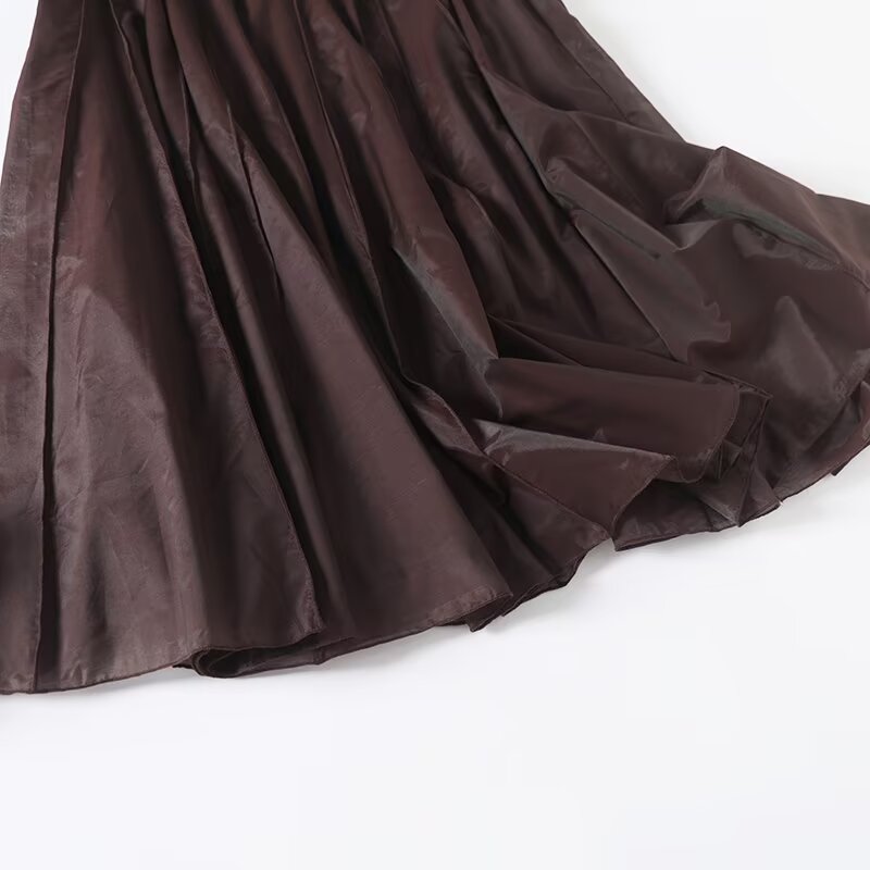 Women's chic fashion casual pleated chiffon A-line MIDI skirt