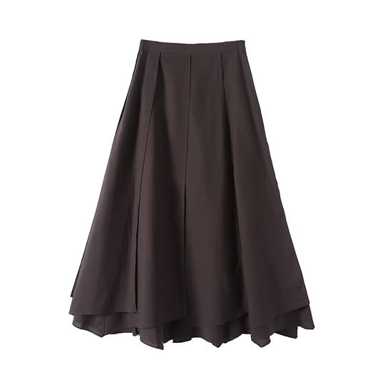 Women's new fashion irregular design casual draped MIDI skirt