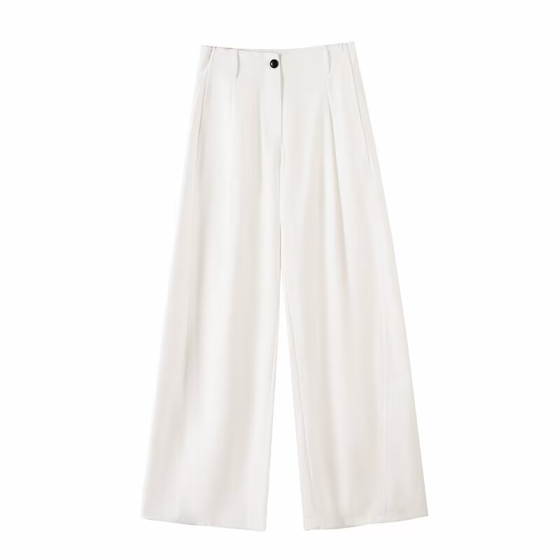 Women's new fashion loose pleated high waisted wide leg pants