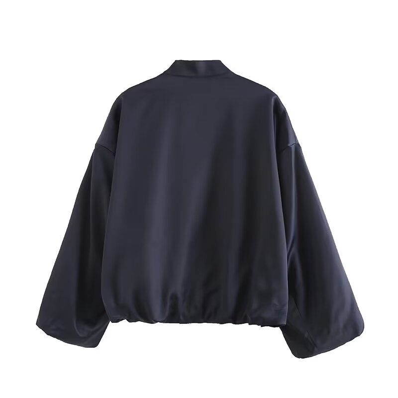 Women's casual short puffy sleeve pilot jacket Coat