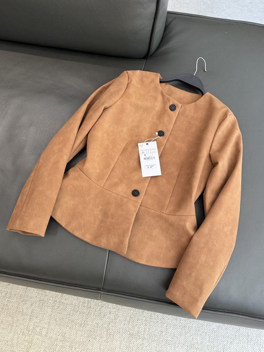Women's 2025 fashion slim short leather jacket Coat