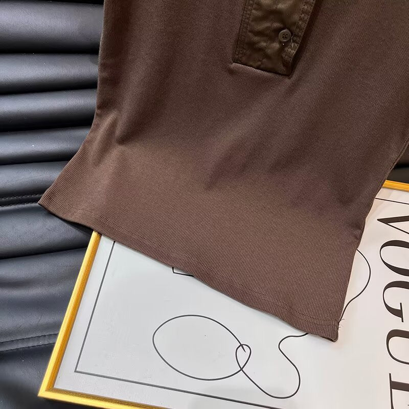 Women's new fashion buckle decoration short sleeved T-shirt top