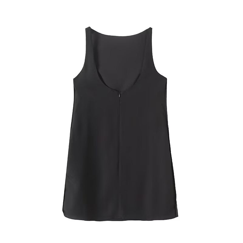 Women's new fashion black sleeveless backless mini dress